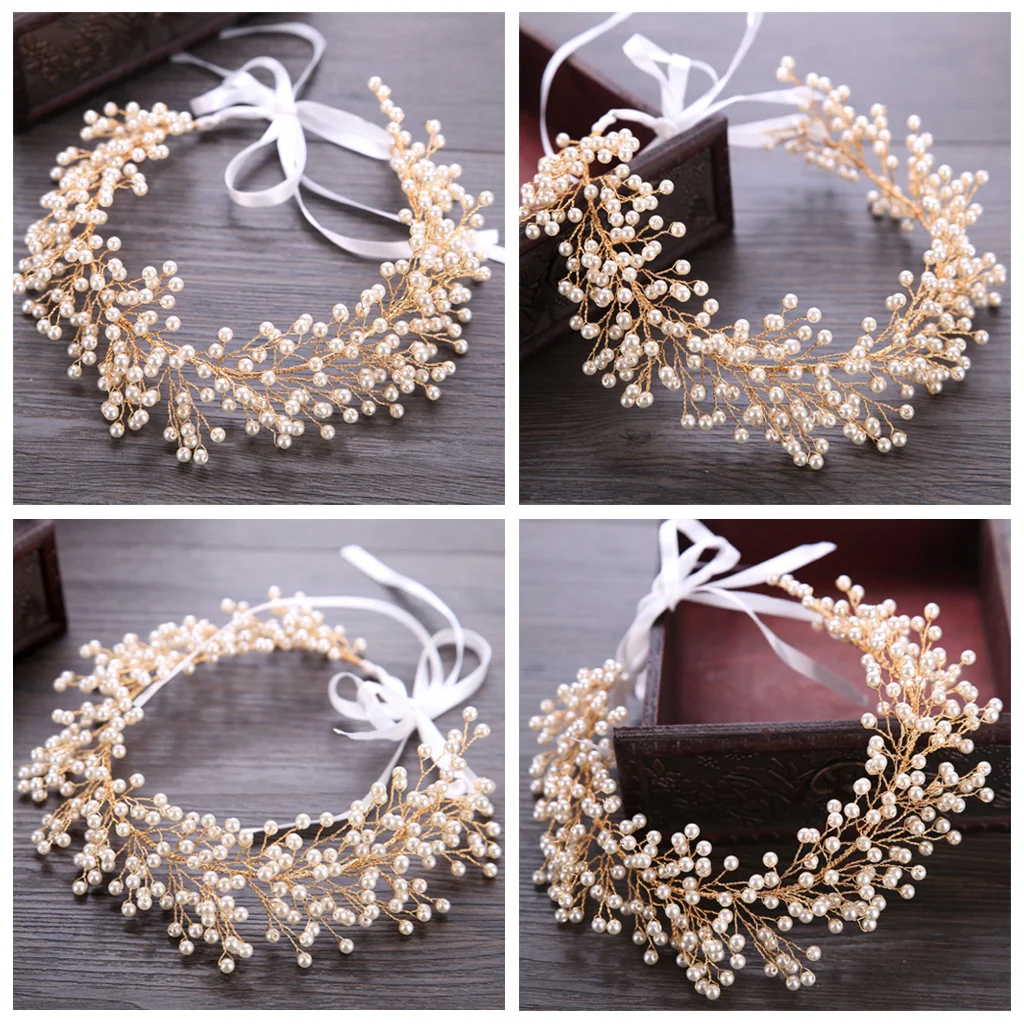 

Bride Hair Band Pearl Decoration Wedding Women Jewelry Headband Headpieces Gifts W2952001
