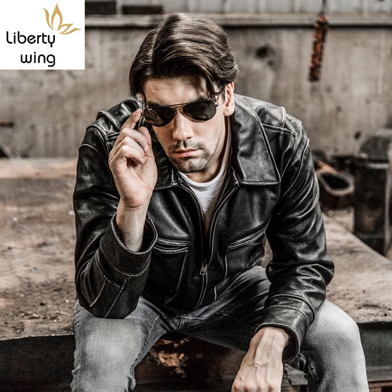 New Avirex Fly Real David Backham Style Turn Down Collar Skin Wind Jacket Giacche Da Moto In Pelle Da Uomo