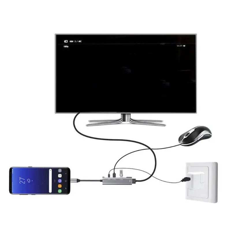 4 в 1 usb type-C концентратор для USB-C USB3.0 USB2.0 4K 1080P HDMI PD конвертер Расширение Док-станция для ПК ноутбук разветвитель