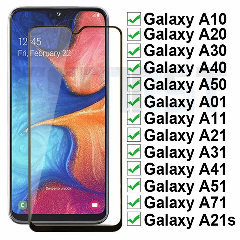 Закаленное стекло 9D 9H для Samsung Galaxy A30 A50 A40 A20 A10 A21S A01 A11 A21 A31 A41 A51 A71 защитная пленка