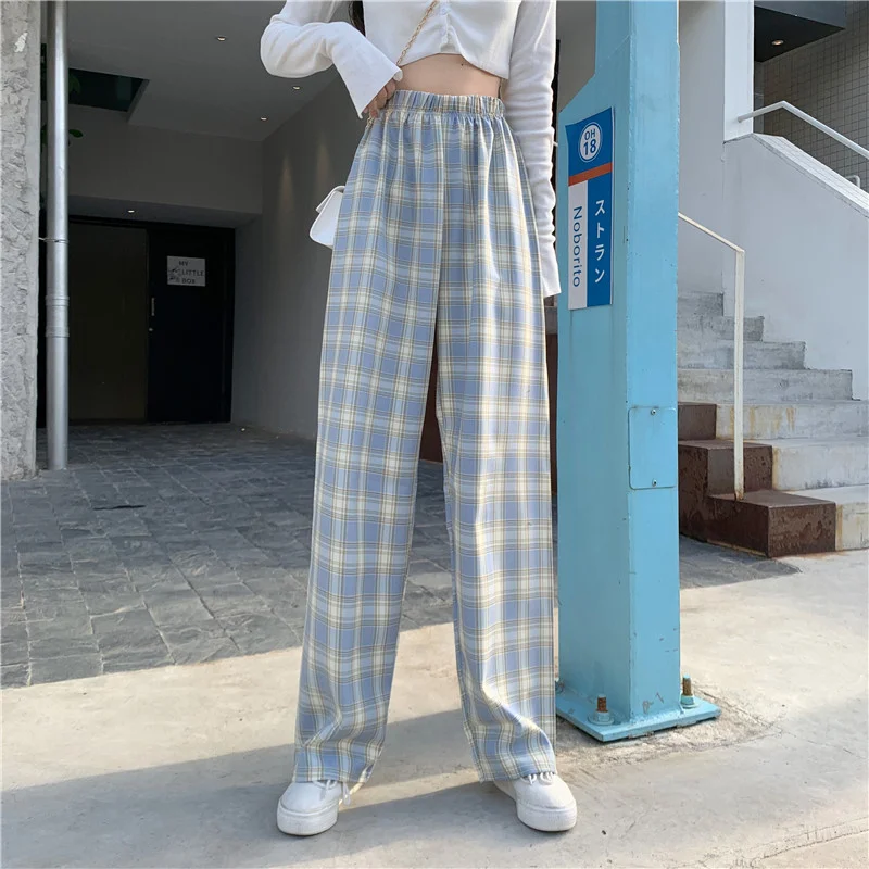 Wide Leg Plaid Pants 6 Colors - 5 - Kawaii Mix