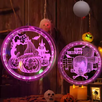 

Halloween Lights Hanging Light Beautiful Pumpkin Purple Christmas Tree Decorative Bar LED String Lights Party Decor 3D Effect