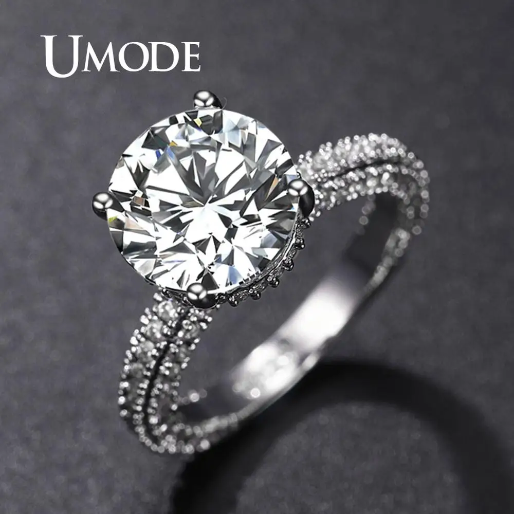 

UMODE White Gold Color Wedding Rings for Women Bijoux Ring AAA Jewelry Bague Accessories Femme Engagement Gift for Girls UR0574A