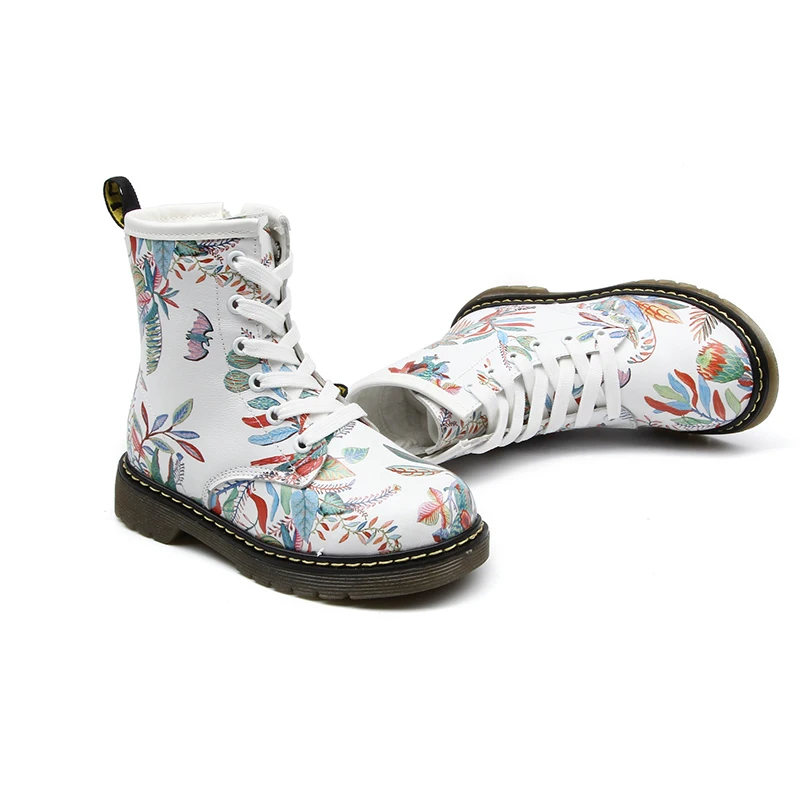 Ботинки для девочки мальчика сапоги детские натуральная кожа зимняя обувь для девочек новые детские ботинки осень теплые резиновые сапоги вельвети с красочным принтом