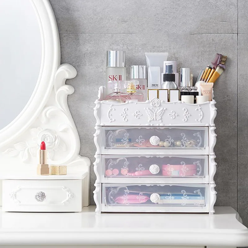 

Ящик для хранения косметики, настольный многоуровневый стеллаж, коробка для хранения ювелирных изделий, держатель для кистей для макияжа, к...