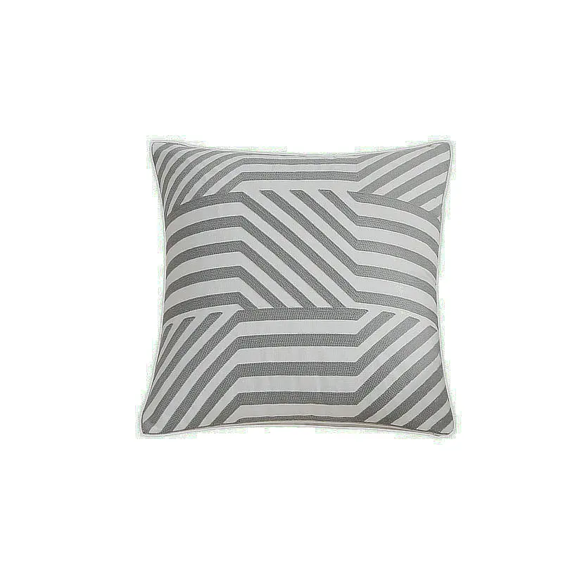 

Home Decor Embroidery Cushion Cover 45x45cm Grey White Geometric Canvas Cotton Linen Pillow Cover