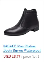 SAGACE PU Leather Boots Men Winter Shoes Warm Shoes Fashion Zipper Booties Mens Ankle Boots Black Booties Plus Size 1031