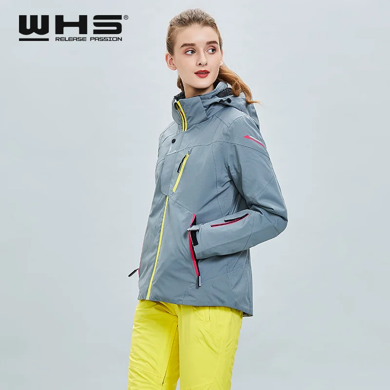 WHS Женская лыжная куртка зимняя уличная теплая водонепроницаемая дышащая