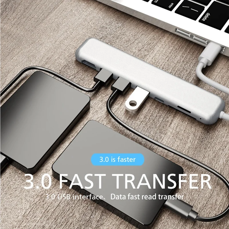 Usb C концентратор, 8-в-1 Тип C концентратор, 4K кабель-Переходник Usb C на Hdmi, с 3 портами(стандарт 3,0 Порты, светодиодный дисплей, Sd/Tf Card Reader, Usb-C Мощность доставки, портативный для Mac Pro