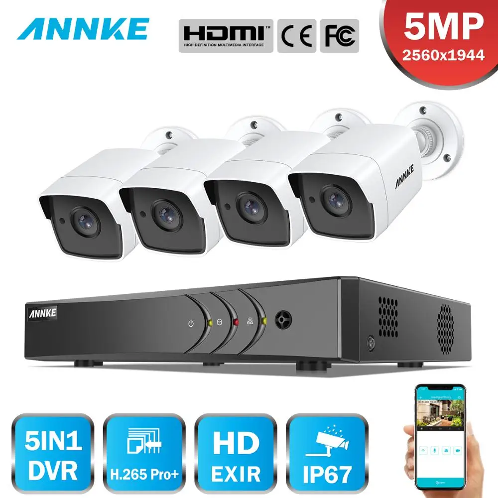 ANNKE 8CH 5MP со сверхвысоким разрешением Ultra HD CCTV Камера Системы 5MP Lite 5IN1 H.265+ DVR с 4X5 Мп TVI Водонепроницаемый Открытый комплект видеонаблюдения