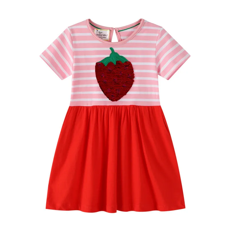 Sequined Pony ~ Summer Europe and America Fan Children's Clothing 1-7 Years  Old Baby Girls Pure Cotton Short Sleeve Skirt Girls