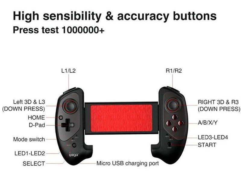 PG 9083 bluetooth sem fio gamepad telescópico