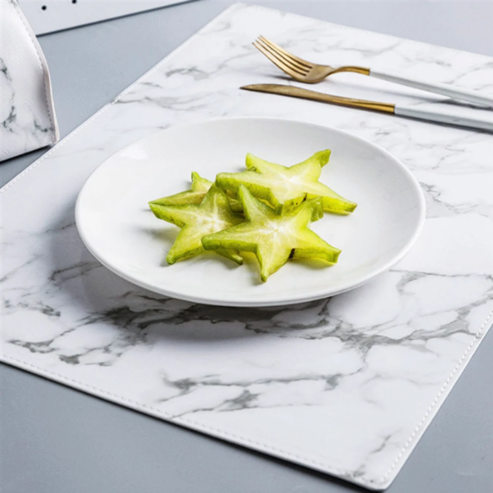 45*30CM Table Mat Marble Placemat For Dining PVC Non-slip Heat Insulated Waterproof Oil-proof For Coffee Tea Home Kitchen