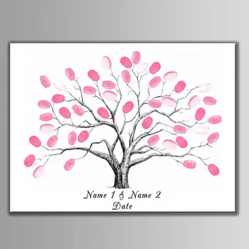 

DIY Fingerprint Tree Painting Signature Guest Book Custom Wedding Party Favor Gifts Communion Decorations 21x30cm 30x40cm