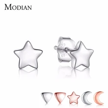 Modian, новинка, 6 стилей, настоящее 925 пробы, серебро, звезды, луна, Изысканная мода, простые серьги-гвоздики для женщин, ювелирные изделия в форме треугольника, Brincos