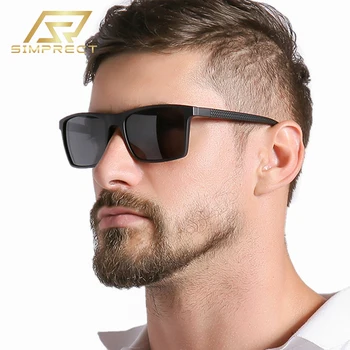 

SIMPRECT TR90 Polarized Sunglasses Men 2020 Fashion Casual Brand Square Sunglasses UV400 Driver's Anti-glare Sun Glasses For Men