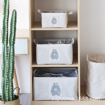 

Nordic cotton and linen fabric toy receive laundry baskets of folding box beam of mouth bin carrying basket household custom