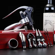 9 шт./компл. высококачественные наборы штопор для вина Графин для вина кожаная деревянная коробка инструменты для бара подарочная упаковка ...