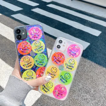 

INS Simple Cute Candy-colored Smiley Fun Pattern Phone Case for iPhone 11 pro MAX Xs MAX Xr X 7 8 plus simple couple Cover