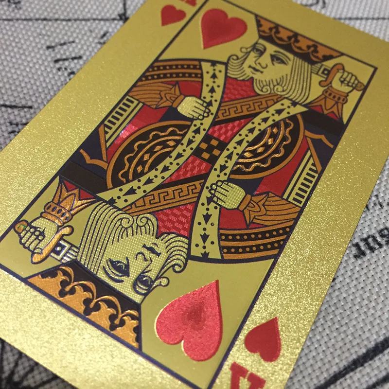 Creative Customizable Gold Foil Luxury Gold Color Poker Board Game Playing Cards Plastic Waterproof Poker Foreign Trade Currentl