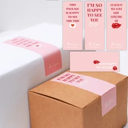 Cute Love Red Lips Pink Thank You Packaging Sealing Decoration Stickers This package is happy to see you too seal labels sticker