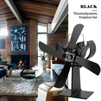 

Stove Fan Thermal Power Fan Fireplace Fan Metal Blower Heat Powered Log Wood Burner Energy Saving 4 Blades Black Winter Warm