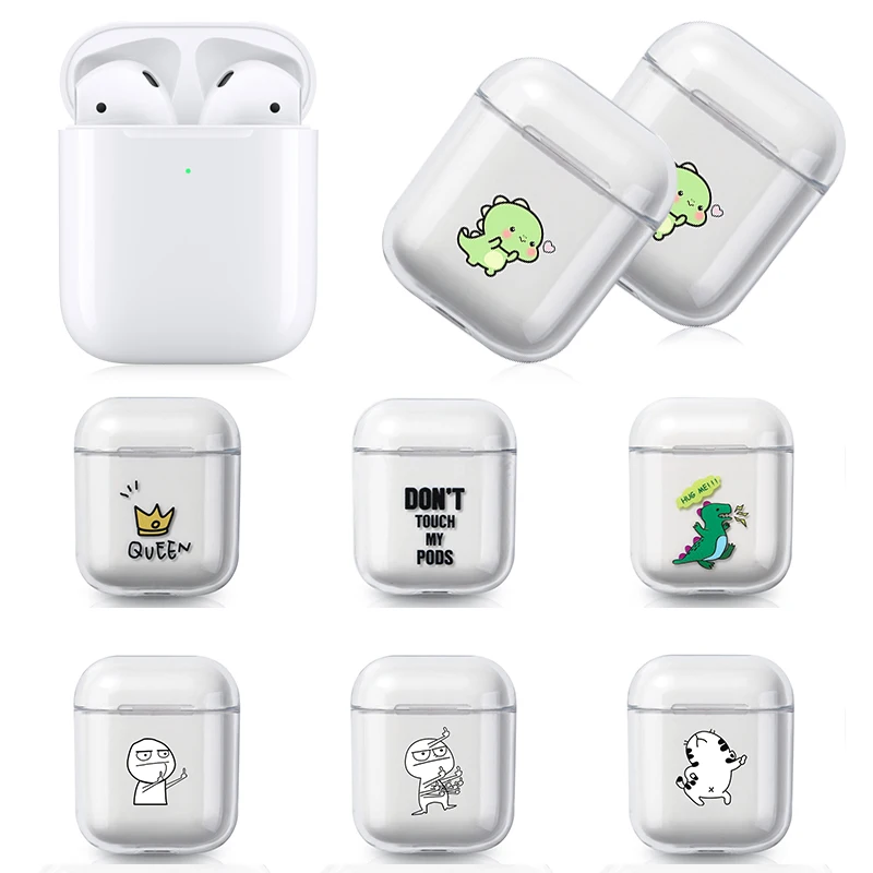 Для Airpods чехол милый мультяшный Кот динозавр жесткий беспроводной Bluetooth для