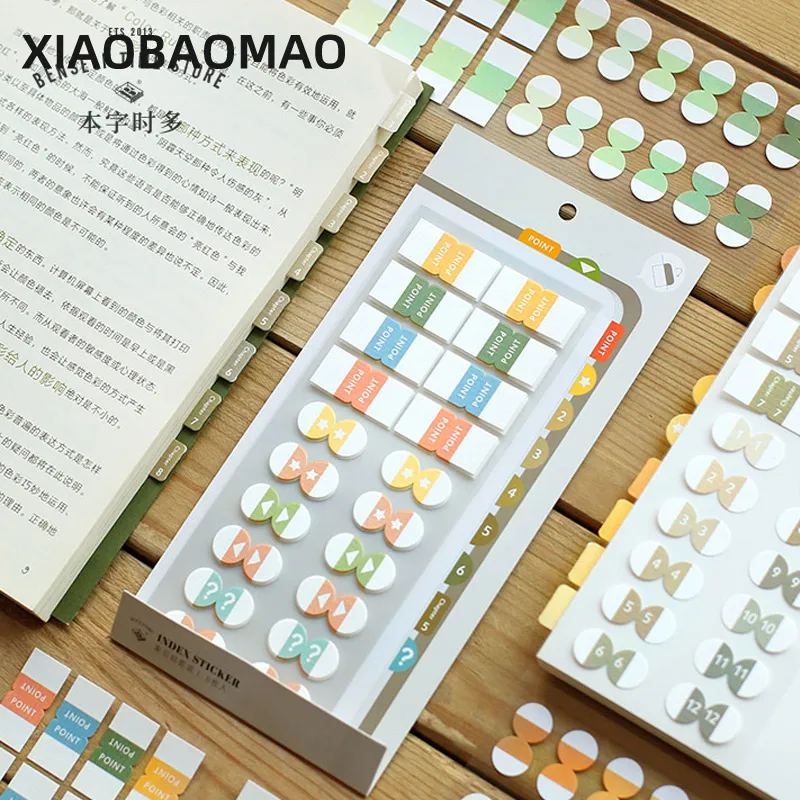

6 Sheets=120pcs Morandi Color Sticky Notes Waterproof Planner PET Stickers Index Bookmark Stationery School Supplies