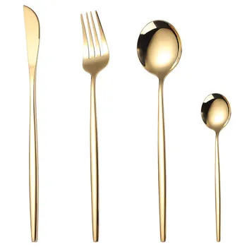 

Tableware Golden Cutlery Set 4Pcs Stainless Steel Dinnerware Silverware Flatware Set Dinner Spoon Fork Knife Set Dinnerware sets