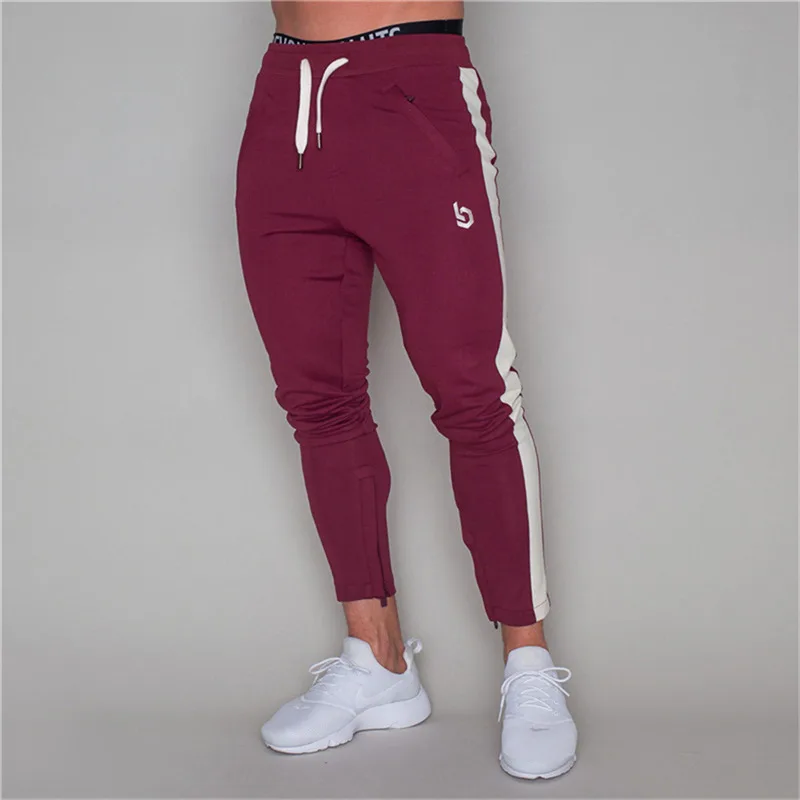 red Men Joggers Casual Pants Fitness Men Sportswear Pants Bottoms Skinny Sweatpants Trousers Black Gyms Jogger Sweat Pants - Цвет: red
