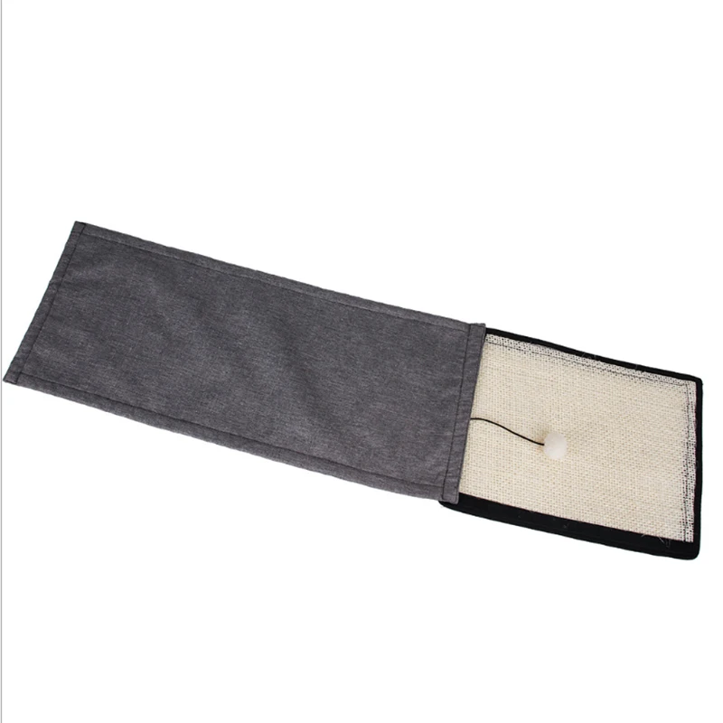 Pet Cat Scratching Post Board Cats Scratch Mat Sofa Sisal Pad Furniture Protector Scratcher with Fluffy Balls - Цвет: CatPad with Handrail