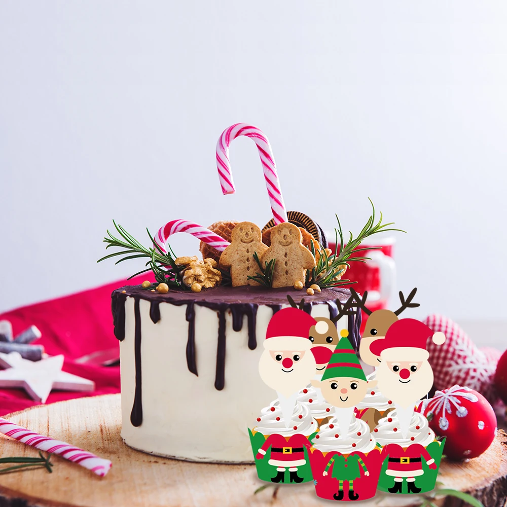 Санта-Клаус торт границы счастливого Нового года счастливого рождественской вечеринки торт Топпер украшения Кекс Обертка украшения принадлежности