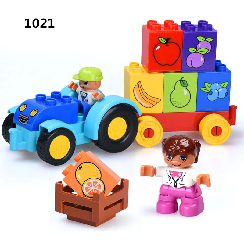 

School Bus Trailer Ship Big Size Building Blocks Set Compatible with Duploed Accessory Kid DIY Toy Bricks Toys for Children Gift