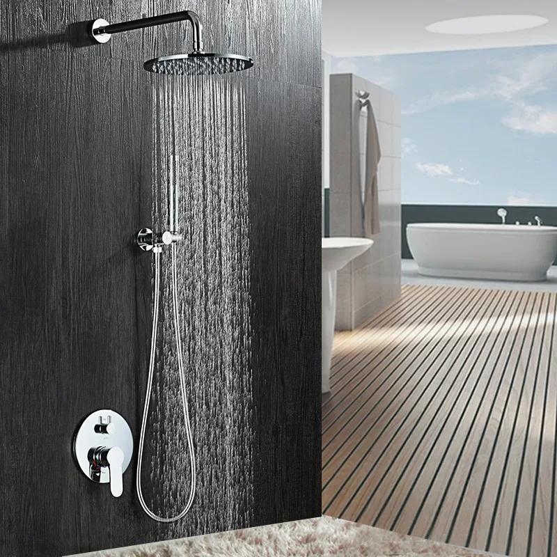 Beiluode Ванная комната хромированной латуни набор для душа дождь с отметкой уровня