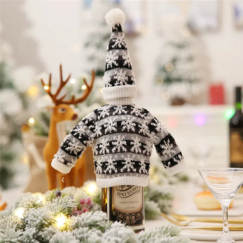 Snowflake3 Новогодняя Рождественская бутылка вина обложка снежинка снеговик рождественские украшения для дома натальный Ужин Декор Noel подарок - Цвет: Snowflake3