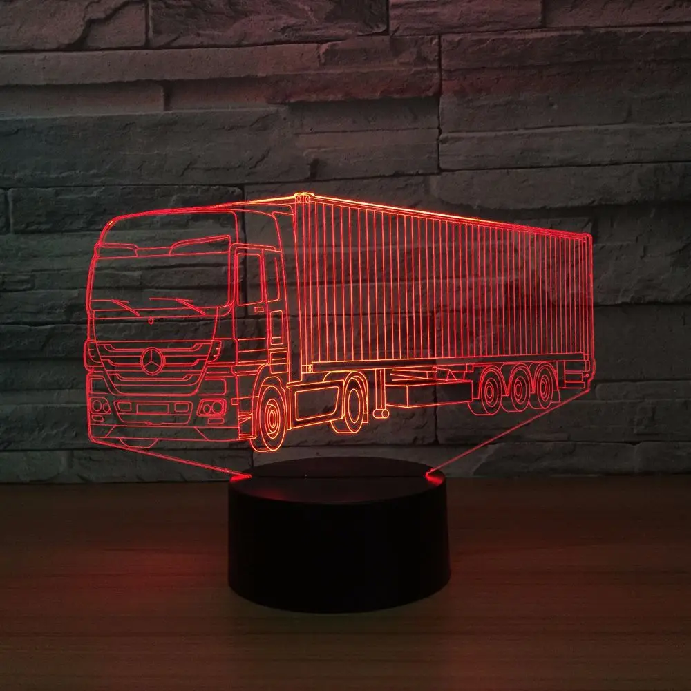 Контейнеровоз 3D светодиодный светильник 7 цветов сенсорный пульт дистанционного управления Usb настольная лампа Lampara лампа пожарная машина грузовик инженерный автомобиль
