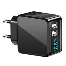 Универсальное настенное Зарядное устройство цифровой Дисплей 5V 2.1A с 2 портами(стандарт телефон Зарядное устройство адаптер для iPhone huawei samsung xiaomi путешествия быстрой зарядки