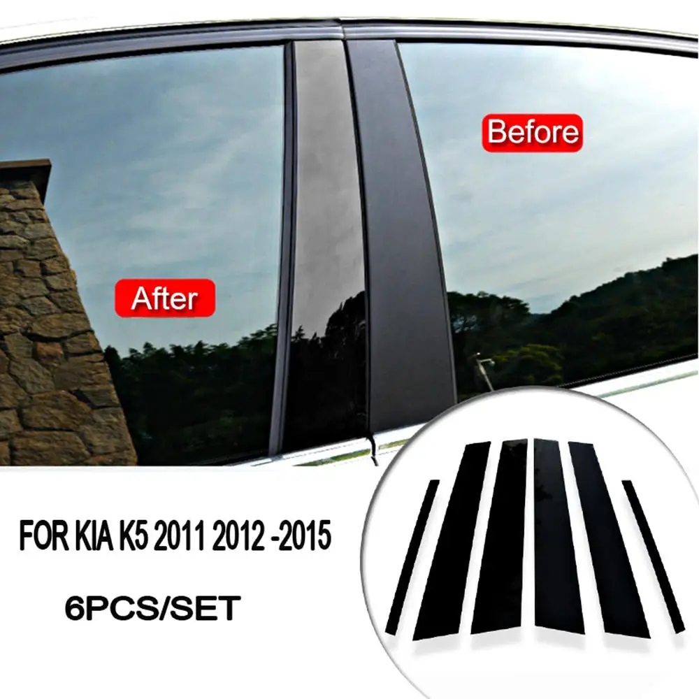 6 шт./компл. глянцевый черный B C столб покрытие ветрового стекла отделка Подходит для Kia K5 2011