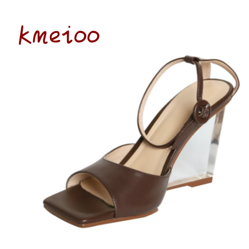 Kmeioo Summer Fshion Sandals Women Peep toe Crystal Heel Super High Sexy Open Square Pump for Party Wedding | Обувь
