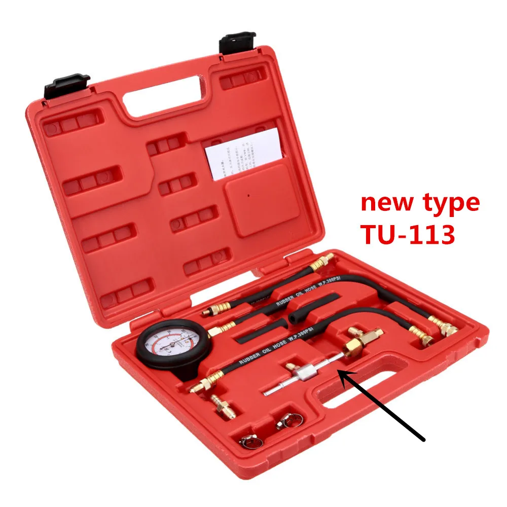 

TU-113 Auto Fuel Injection Pump Pressure Tester Kit Car Petrol Gas Engine Cylinder Compression Gauge Car Compressometer
