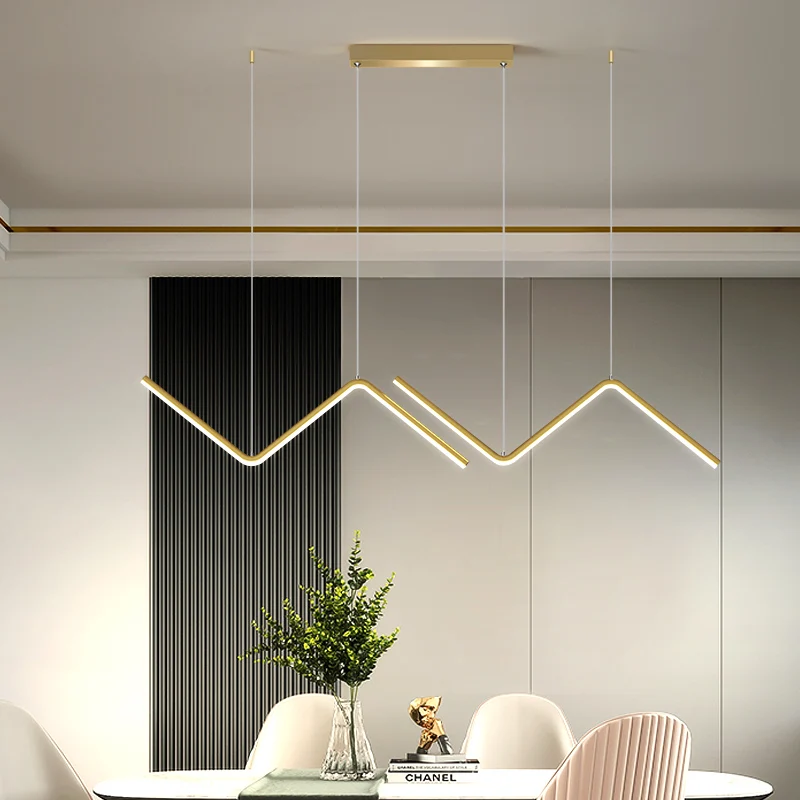 W-Shaped LED Ceiling Chandelier For Home Interior Restaurant Bar Modern Minimalist Chandelier Light-Emitting Diode