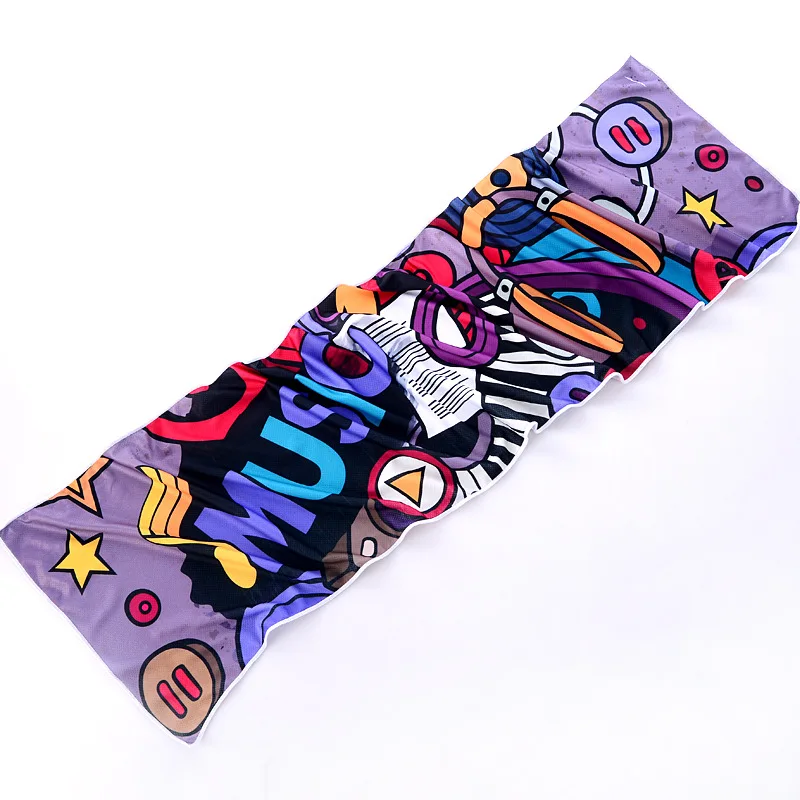 DIY Cool Sport Towel for Running Gym, Sweat Absorbing, Wiping Print, Quick Dry, Ice Cold, Polypropylene Fiber, Customized