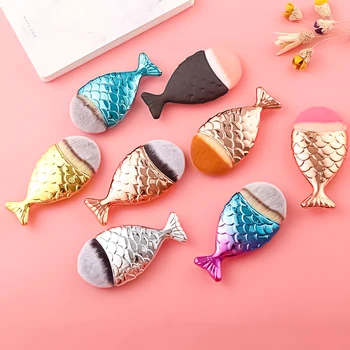 

Small Size Makeup Brushes Mermaid Brush Portable Flat Foundation Brush Fishtail Bottom Powder Blusher Brushes Fashion Design