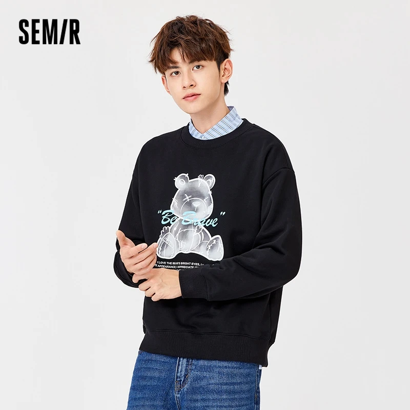 

SEMIR Sweatshirt Men Trendy Bear Clothes Man 2021 Autumn And Winter New Plus Fleece Tops Hoodies For Man
