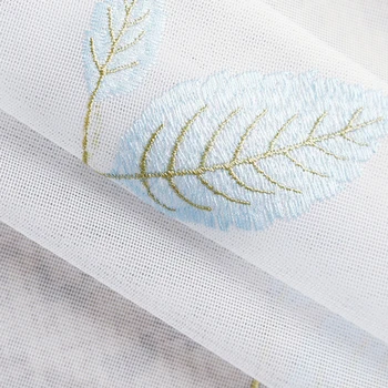 

New Europe Leaf Embroidered Gauze Sheer Curtains for The Bedroom Tulle in Living Room Pastoral Window Screens Decoration
