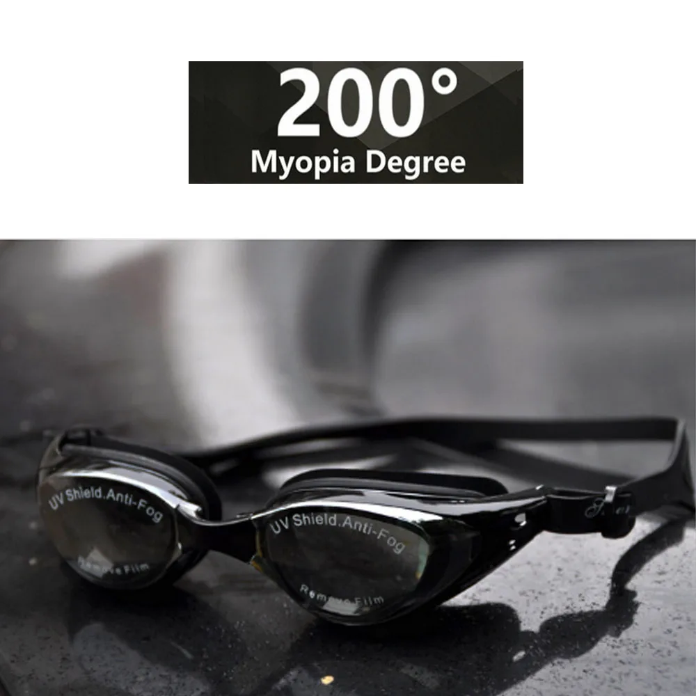 Мужские и женские очки для плавания, для взрослых, для близорукости, очки для плавания, ремень, анти-туман, защита от ультрафиолета, унисекс, очки для плавания, близорукость-1,5~-6,0 - Цвет: Myopia200