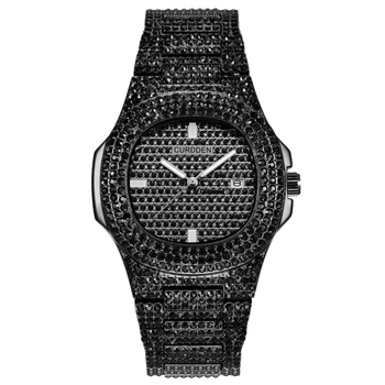 

Mens Watches Fashion Luxury Diamond Brand Date Quartz Watch Men Golden Stainless Steel Business Watch Montres de Marque de Luxe