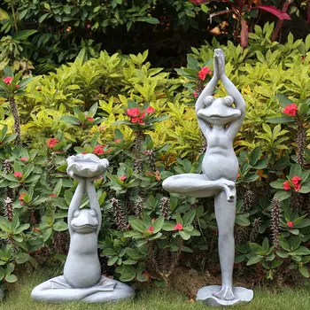 

Pastoral Resin Cartoon Yoga Frog Sculpture Decoration Outdoor Courtyard Figurines Crafts Villa Garden Furnishing Ornaments Art