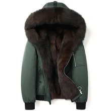 Новинка, парка, пальто с натуральным мехом, мужская зимняя куртка, натуральный Лисий мех, подкладка, толстая, теплая, роскошная, меховые пальто, парки De Hombre 4996 KJ3580