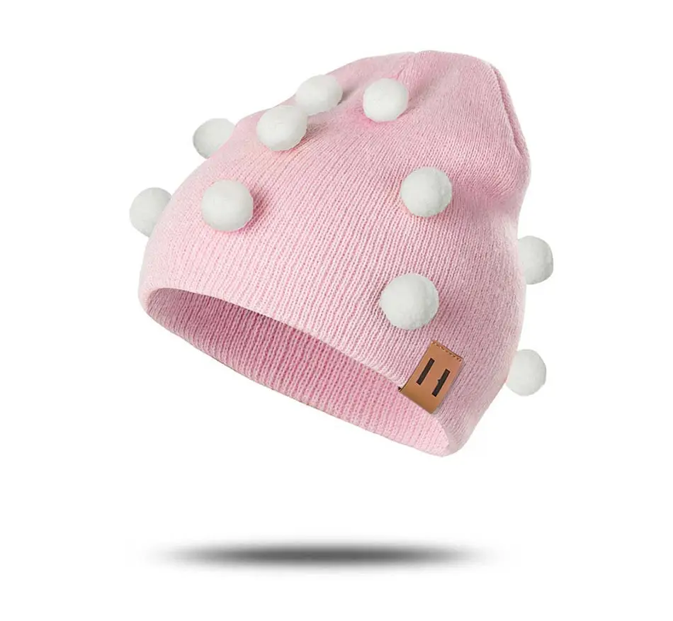 Новые детские шапки REAKIDS, зимние шапки с помпоном для новорожденных, вязаные шапки для девочек и мальчиков, хлопковые детские шапки для младенцев, уличные шапочки, шапки